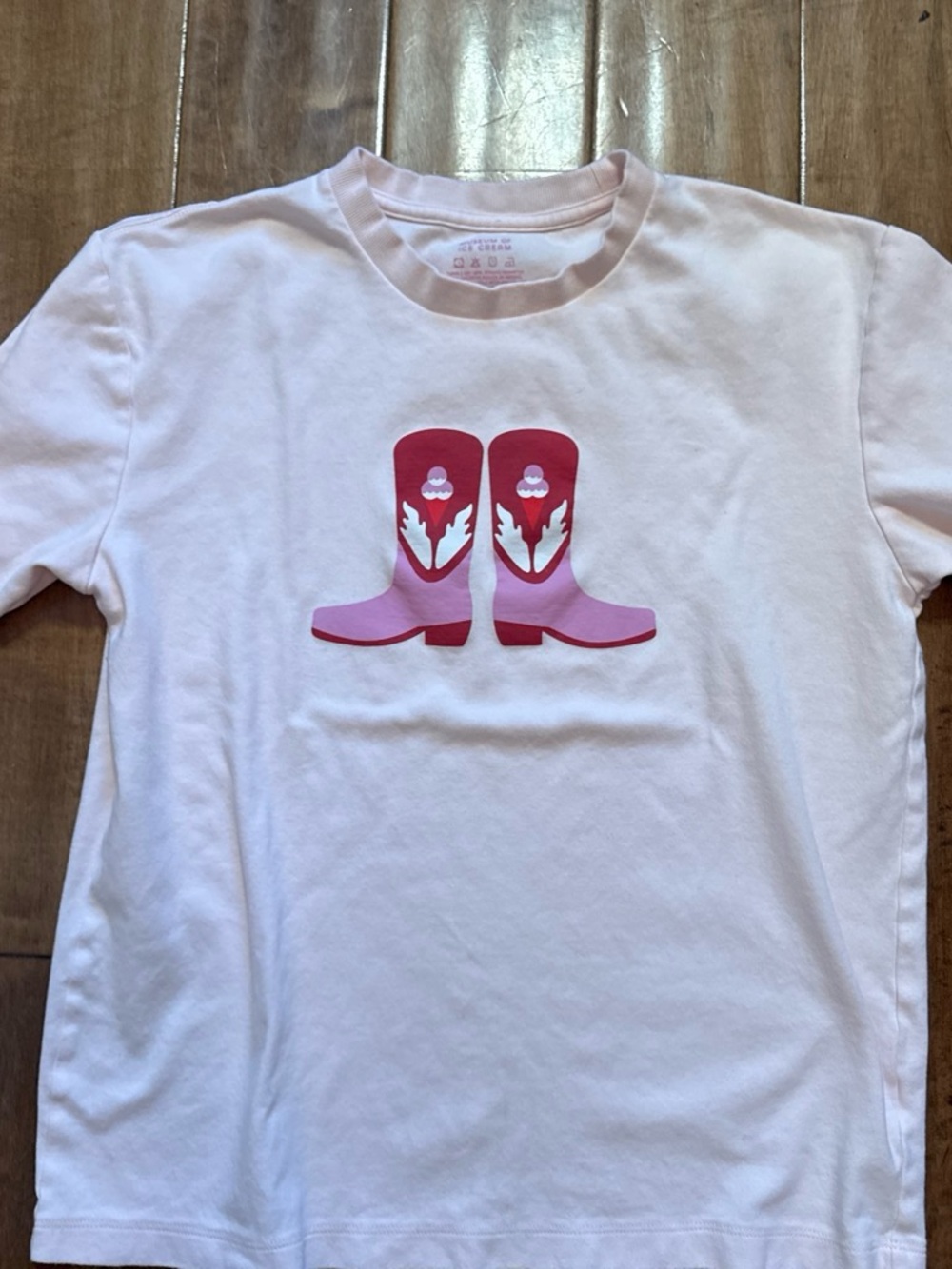 Museum of ice cream Women's Soft Pink Tee with Pink Cowboy Boot Motif large #3